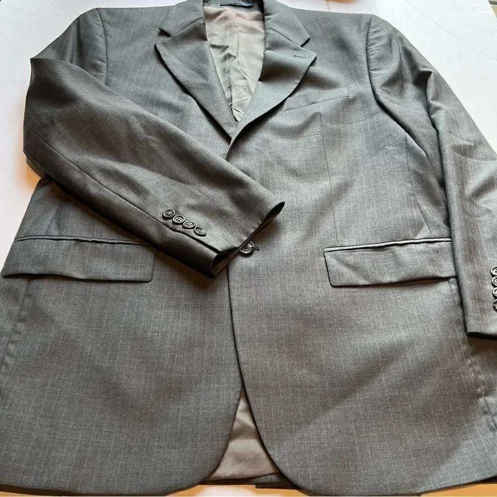 Chaps Ralph Lauren Men's Wool/Cashmere Sport Coat Gray w/ blue stripe Size 40R